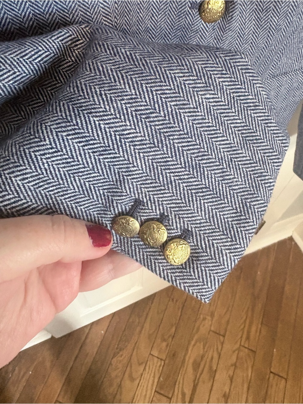 J.Crew Factory Herringbone Wool Blend Schoolboy Blazer Blue Size 4 - Picture 5 of 12